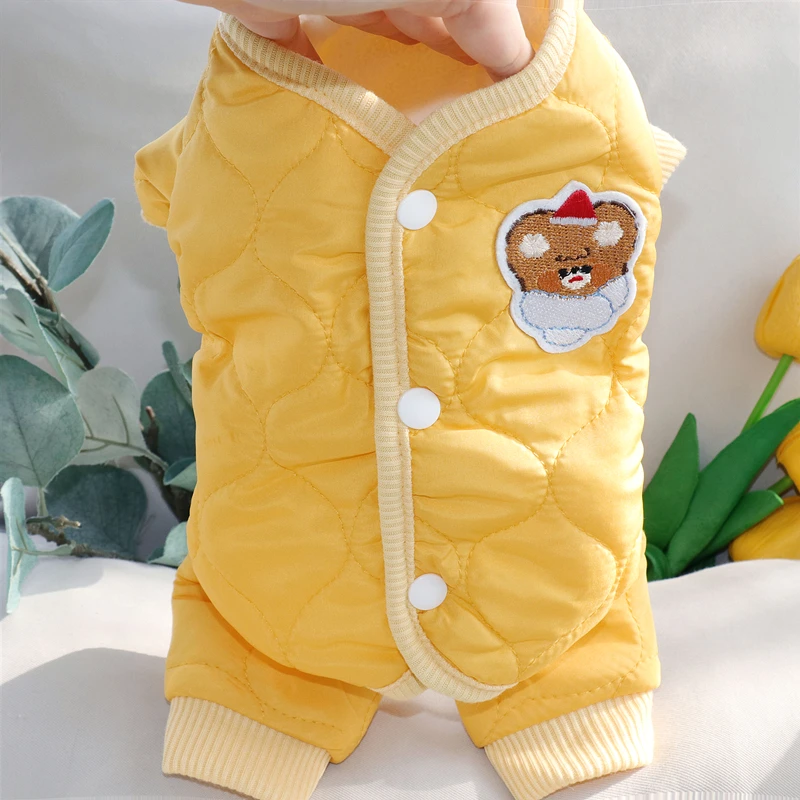 

Winter Pet Puppy Four Legged Cotton Clothes Teddy Warm Down Coat Bears Cartoon Jacket Casual Dog Clothes Pet Supplies