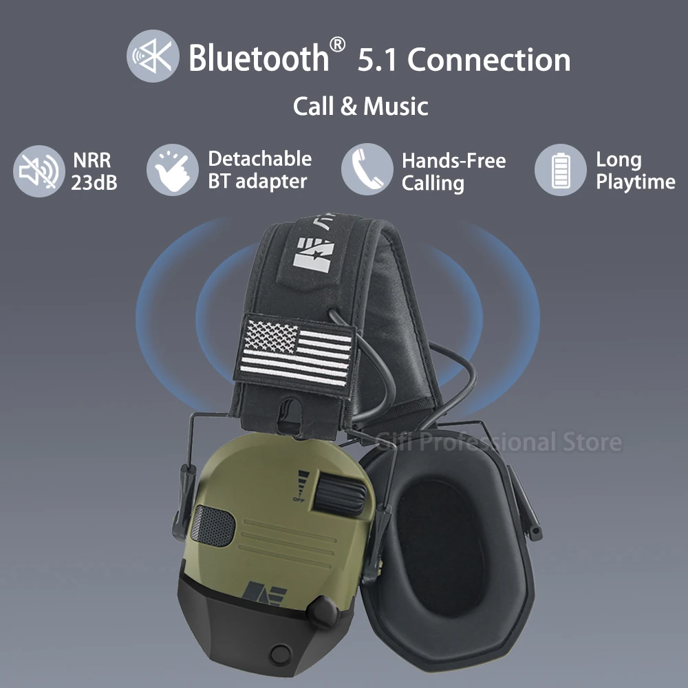 

ARM NEXT Tactical Electronic Shooting Earmuff D20 Anti noise Headset Sound Amplification Hearing with 5.1 Bluetooth adapter