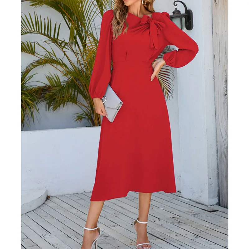 2023 New Autumn and Winter Fashion Style Round Neck Bow Versatile A-line Fashion Lantern Long Sleeve Simple Splice Women's Dress
2023 New Autumn and Winter Fashion Style Round Neck Bow Versatile A-line Fashion Lantern Long Sleeve Simple Splice Women's Dress