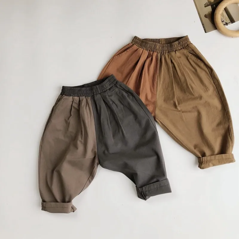 

Autumn New Children Loose Trousers Linen Cotton Baby Girls Casual Pants Fashion Boys Patchwork Harem Pants Kids Toddler Clothes