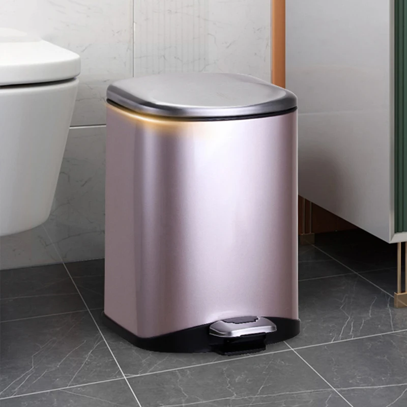 

Waterproof Metal Trash Can Big Stainless Steel Food Waste Disposers Garbage Bin Wastebasket Clean Cubo De Basura Cleaning Tools