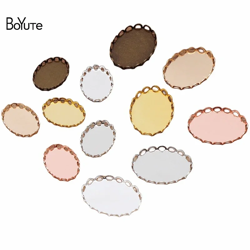 

BoYuTe (50 Pieces/Lot) 13*18MM 18*25MM Oval Cabochon Base Blank Tray Settings Diy Handmade Jewelry Findings Components