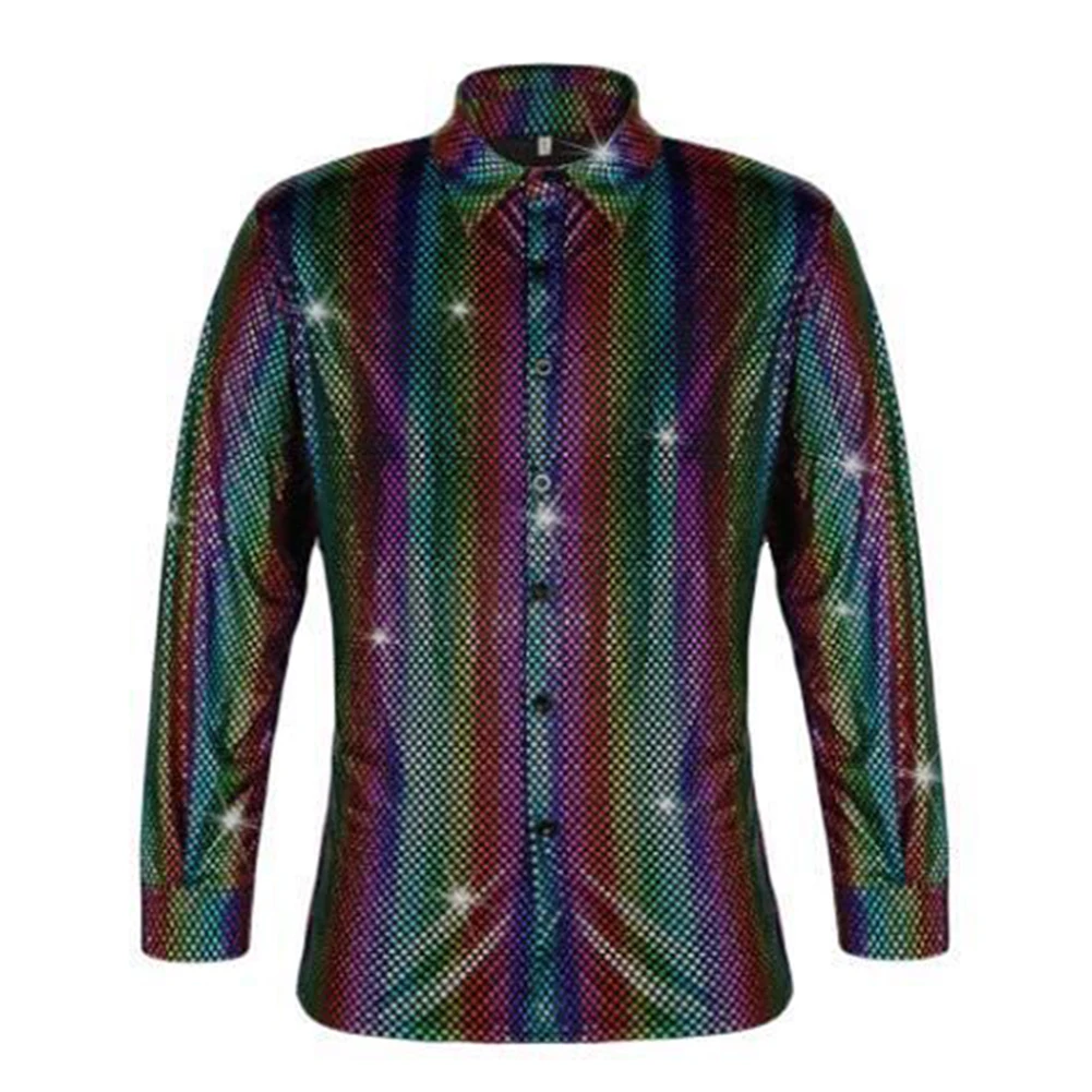 New Vintage Disco Party Shirts And Blouses Gold Stamping Laser Single Breasted Long Sleeve Gradient Shirt Clothing For Men
New Vintage Disco Party Shirts And Blouses Gold Stamping Laser Single Breasted Long Sleeve Gradient Shirt Clothing For Men