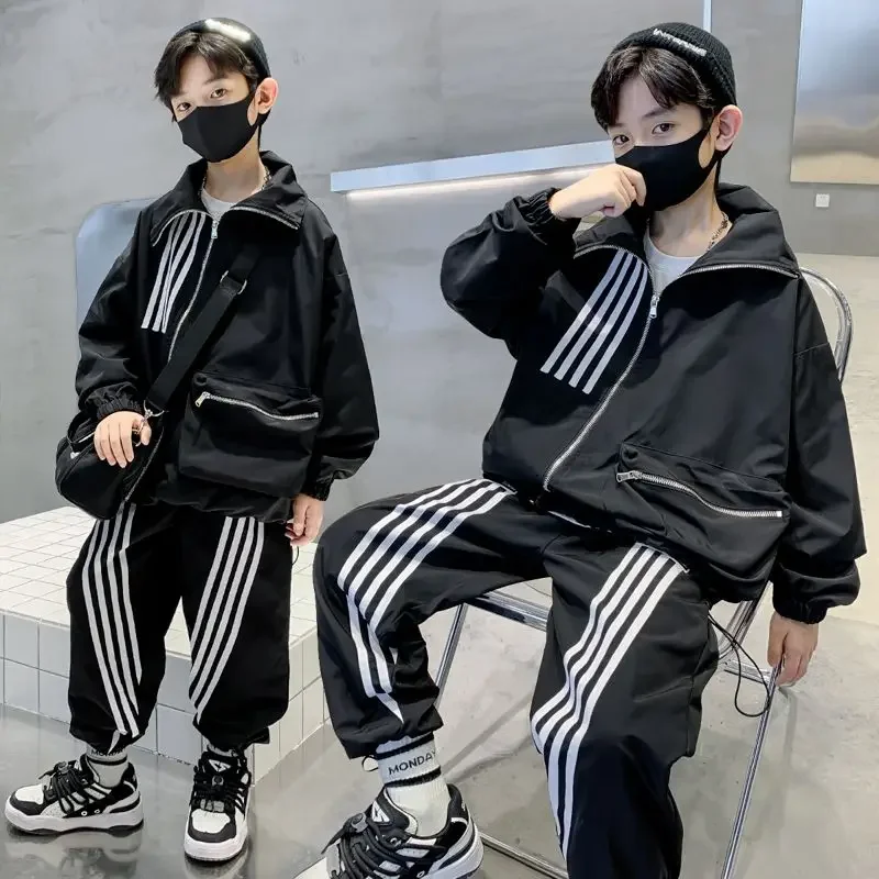 Boys' Sets Zipper Jacket Pants Two Pieces Side Striped Turndown Spring Autumn Sport 4-12 Yrs Children's top and bottom clothes
Boys' Sets Zipper Jacket Pants Two Pieces Side Striped Turndown Spring Autumn Sport 4-12 Yrs Children's top and bottom clothes