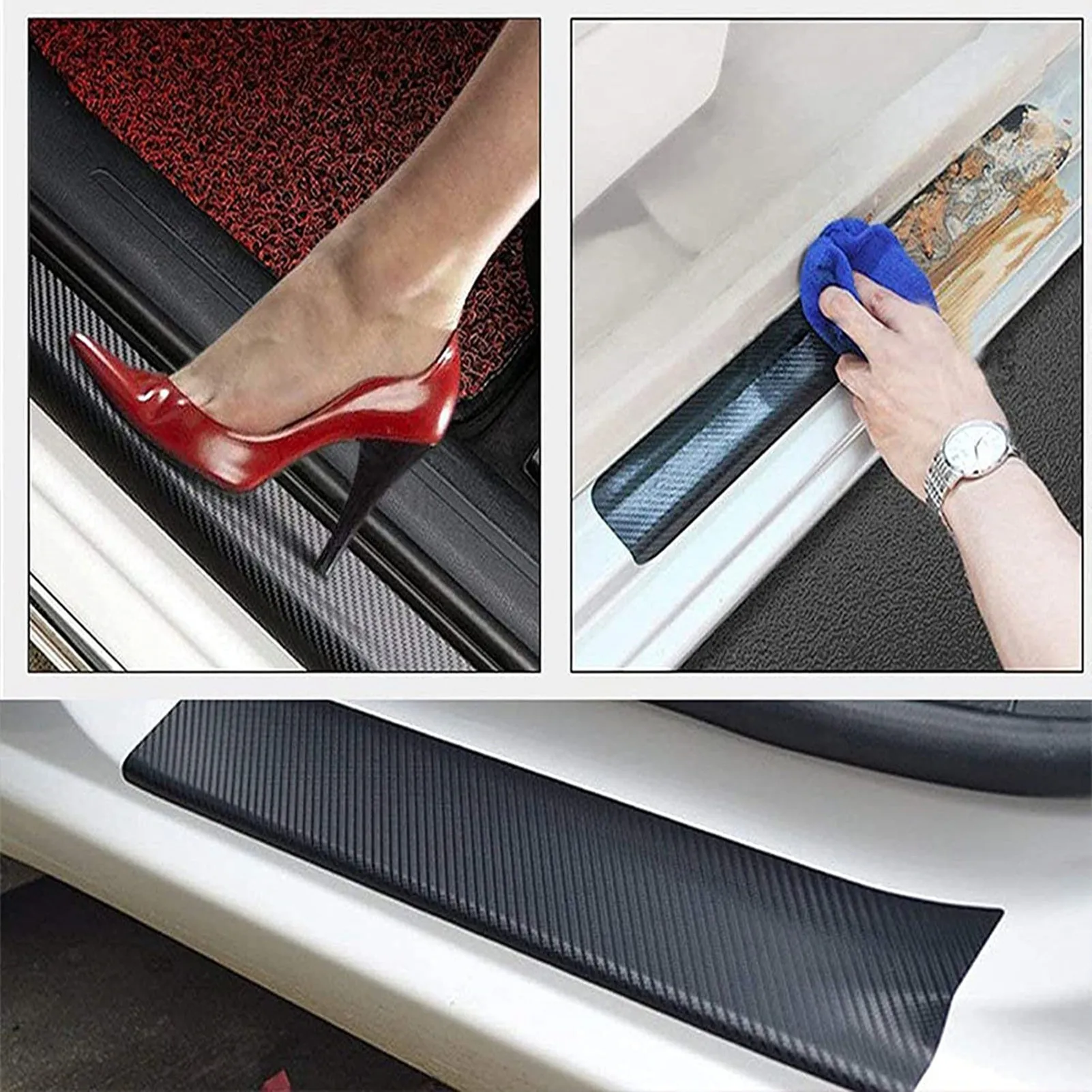 

3D Car Stickers Sill Scuff Anti Scratch Door Entry Guards Threshold Strip Carbon Fiber Film Car Styling Accessories