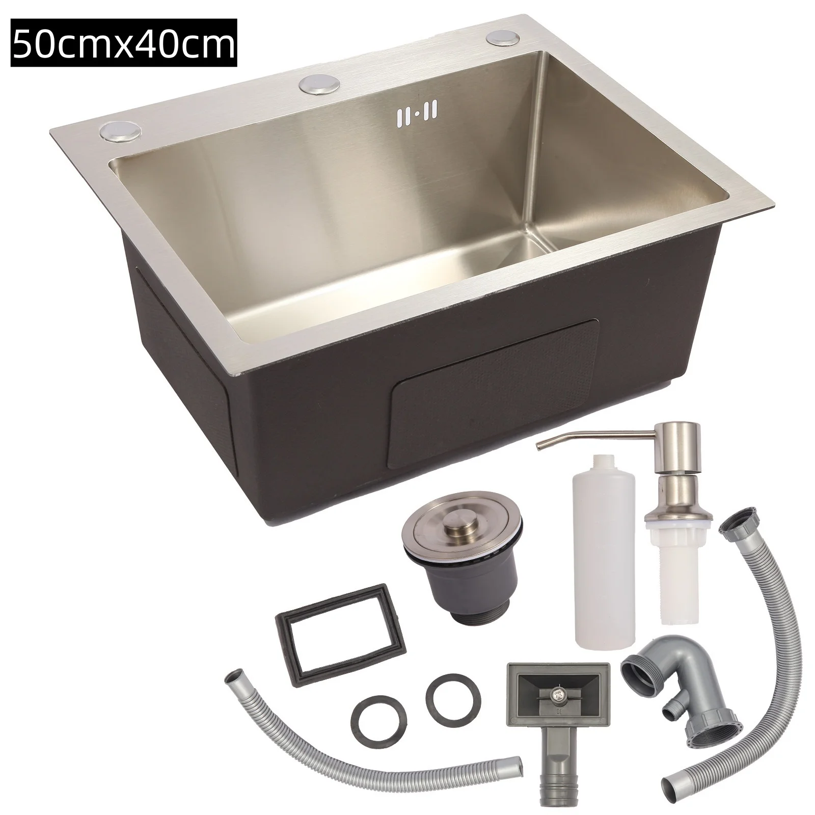Kitchen Sink 304 Stainless Steel Sink 50cm x 40cm Suitable For Balcony Bar Sink Single Tank Cleaning Basin Kitchen Sink 304 Stainless Steel Sink 50cm x 40cm Suitable For Balcony Bar Sink Single Tank Cleaning Basin