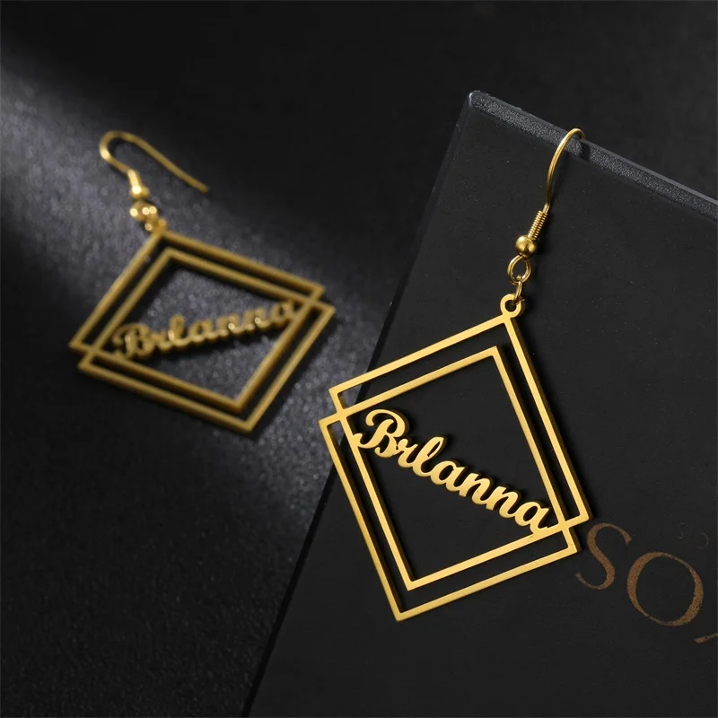Custom Name Hoop Earrings Personalized Gold Color Stainless Steel For Earrings Women Letter Nameplate Square Jewelry
Custom Name Hoop Earrings Personalized Gold Color Stainless Steel For Earrings Women Letter Nameplate Square Jewelry