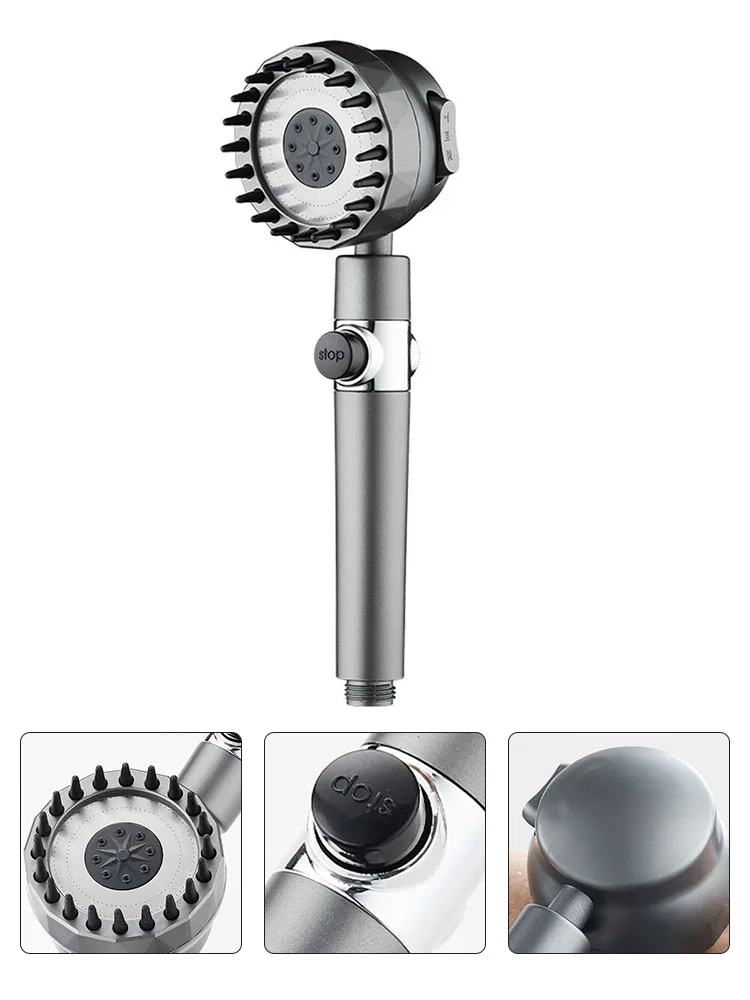 Massage Shower Head High Pressure Water Saving Rain Shower Head Adjustable ABS Micro-sprinkler Technology Fixtures Black Gray
Massage Shower Head High Pressure Water Saving Rain Shower Head Adjustable ABS Micro-sprinkler Technology Fixtures Black Gray