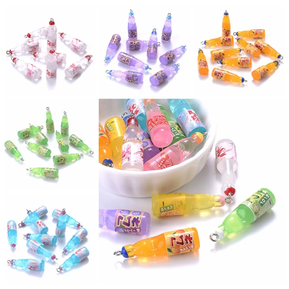 

10Pcs Beverages Charms Juice Bottle Resin Pendant Colorful Resin Simulation Juice Drink Bottle Pendants Mini Charms