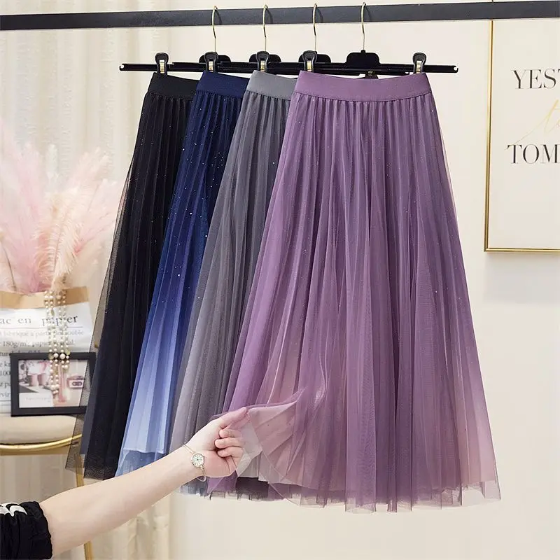 2024 Women Autumn Winter New A-line Long Tulle Skirts Female Gradient Color Mesh Skirts Ladies High Waist Pleated Skirts O658
2024 Women Autumn Winter New A-line Long Tulle Skirts Female Gradient Color Mesh Skirts Ladies High Waist Pleated Skirts O658