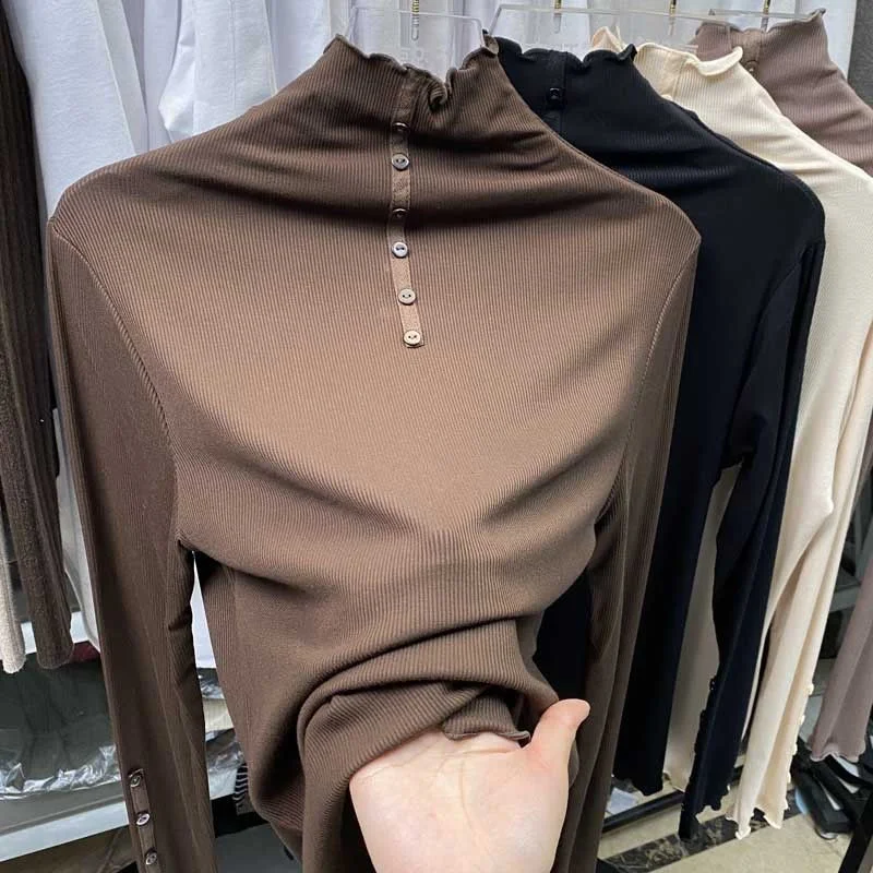 European High Collar Edge Bottoming Shirt for 2023 New Style with Long Sleeve Camisetas Tops Women T-shirts Clothing
European High Collar Edge Bottoming Shirt for 2023 New Style with Long Sleeve Camisetas Tops Women T-shirts Clothing