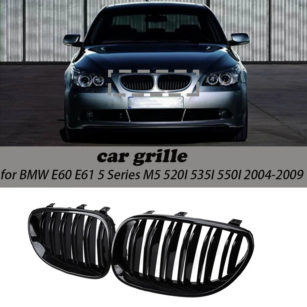 

Car Front Kidney Grilles Racing Grill For BMW E60 E61 5 Series M5 520I 535I 550I 2004-2009 Dual Line Double Slat Auto Styling