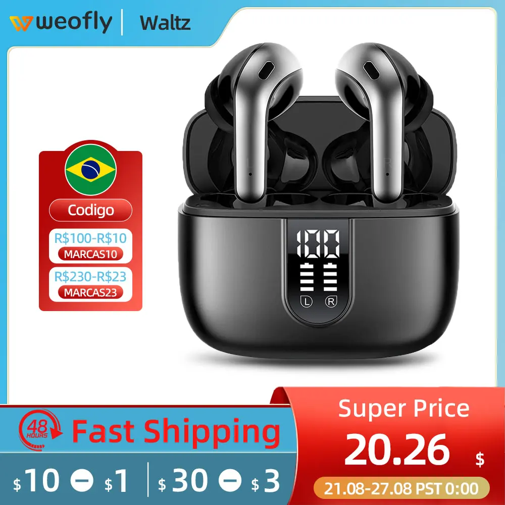 Weofly Waltz TWS Bluetooth Headphones V5.3 True Wireless Earbuds LED Power Display in-Ear Earphones with Mic Noise Cancellation
Weofly Waltz TWS Bluetooth Headphones V5.3 True Wireless Earbuds LED Power Display in-Ear Earphones with Mic Noise Cancellation