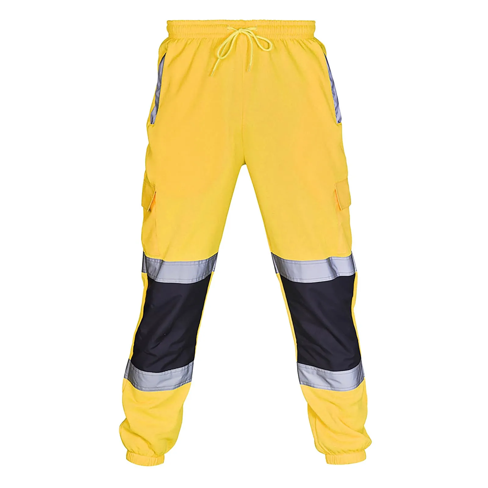 

Men Road Work Pants Fashion Reflective Strip High Visibility Overalls Pants Spring Autumn Casual Splicing Solid Color Trouser