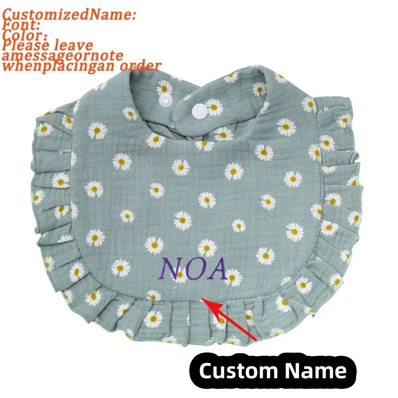 

Cotton Baby Bib Personalized Saliva Towel Embroidery Name Boys Girls Soft Saliva Towel Feeding Baby Shower Gift