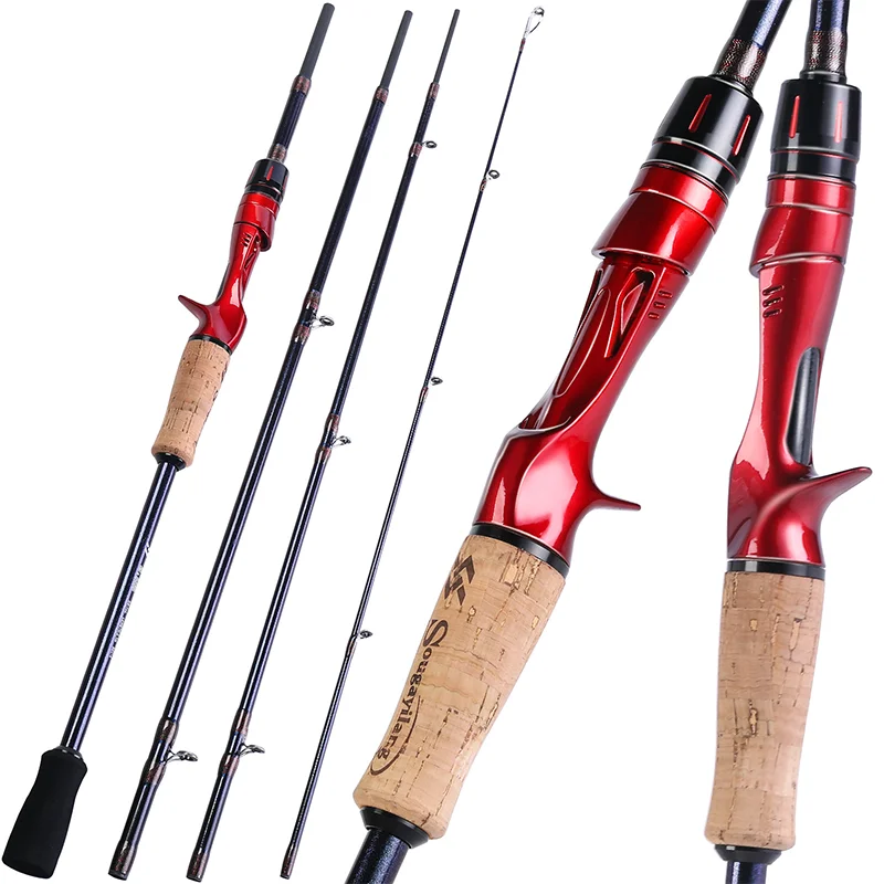 Sougayilang 4 Sections Casting Lure Fishing Rod 1.8-2.4m Baitcasting 100% Carbon Surper Hard Pole De Pesca | Спорт и развлечения