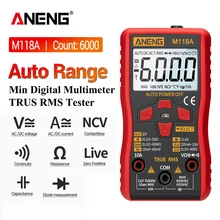 ANENG M118A Digital Mini Multimeter Tester Auto Mmultimetro True Rms Tranistor Meter with NCV Data Hold 6000counts Flashlight ANENG M118A Digital Mini Multimeter Tester Auto Mmultimetro True Rms Tranistor Meter with NCV Data Hold 6000counts Flashlight