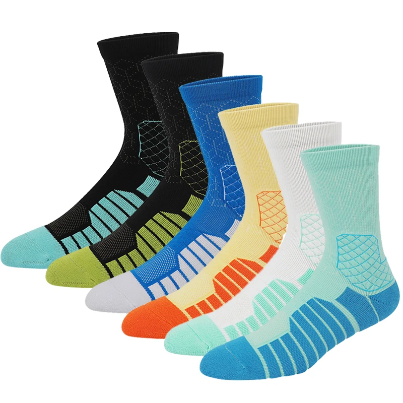 

Men Sport Basketball Crew Socks Performance Athletic Elite Thick Cushioned Long Compression Running Cycling Hiking Sock