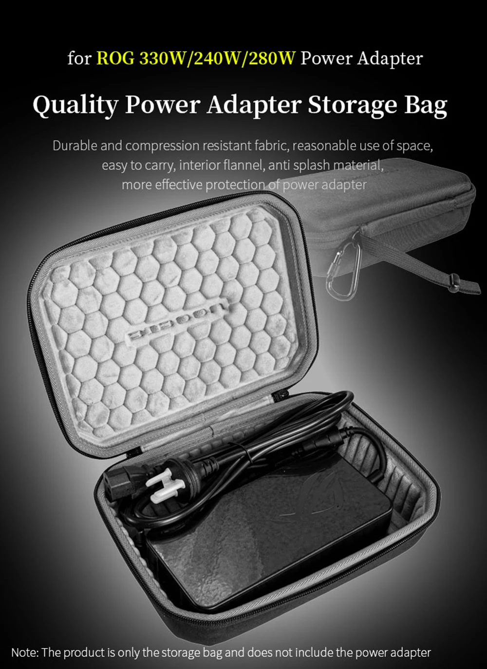 Hard EVA Storage Bag for Republic of Gamers ROG Notebook 330W 240W 280W Power Adapter Box Portable Laptop AC Adapter Carry Case Hard EVA Storage Bag for Republic of Gamers ROG Notebook 330W 240W 280W Power Adapter Box Portable Laptop AC Adapter Carry Case