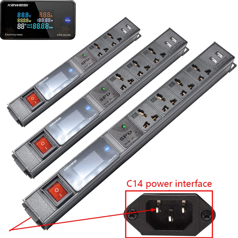 Power strip network cabinet rack, with surge protection C14 input universal socket voltmeter, without extension cord With 2USB
Power strip network cabinet rack, with surge protection C14 input universal socket voltmeter, without extension cord With 2USB