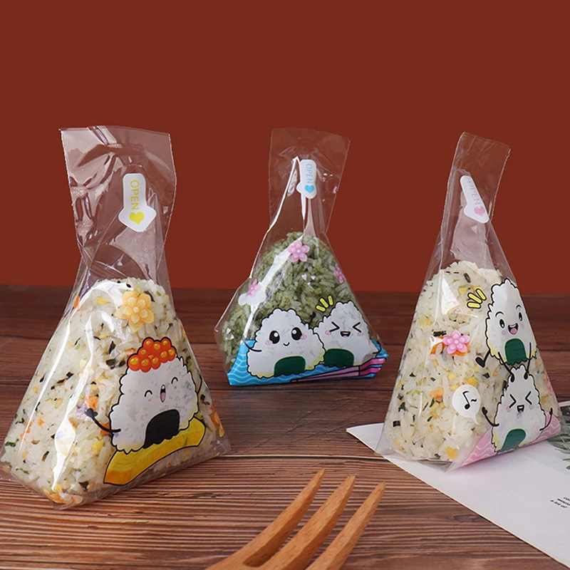 

100 шт. Симпатичные Мультяшные треугольные рисовые шарики, упаковочные пакеты, японская фотоформа, самодельные Детские аксессуары Bento
