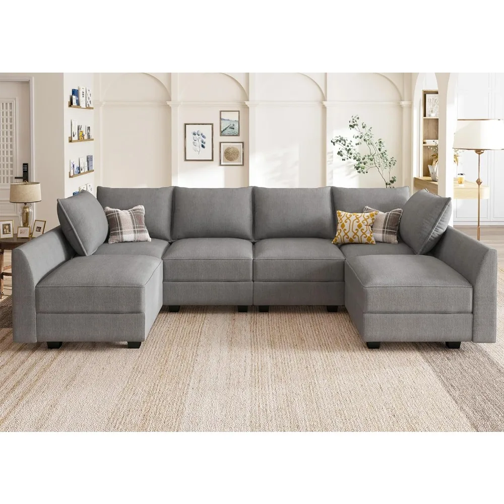 

Living Room Sofa,Reversible Chaise Longue Modular Sofa,Modern L-shaped Sofa, 4 Seater Corner Sofa,Ottoman Blue-grey Modular Sofa
