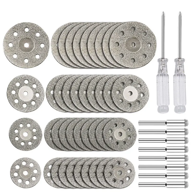 

22mm Diamond Cutting Discs Cut Off Mini Diamond Saw Blade with 5pcs Connecting Shank for Dremel Drill Fit Rotary Tool