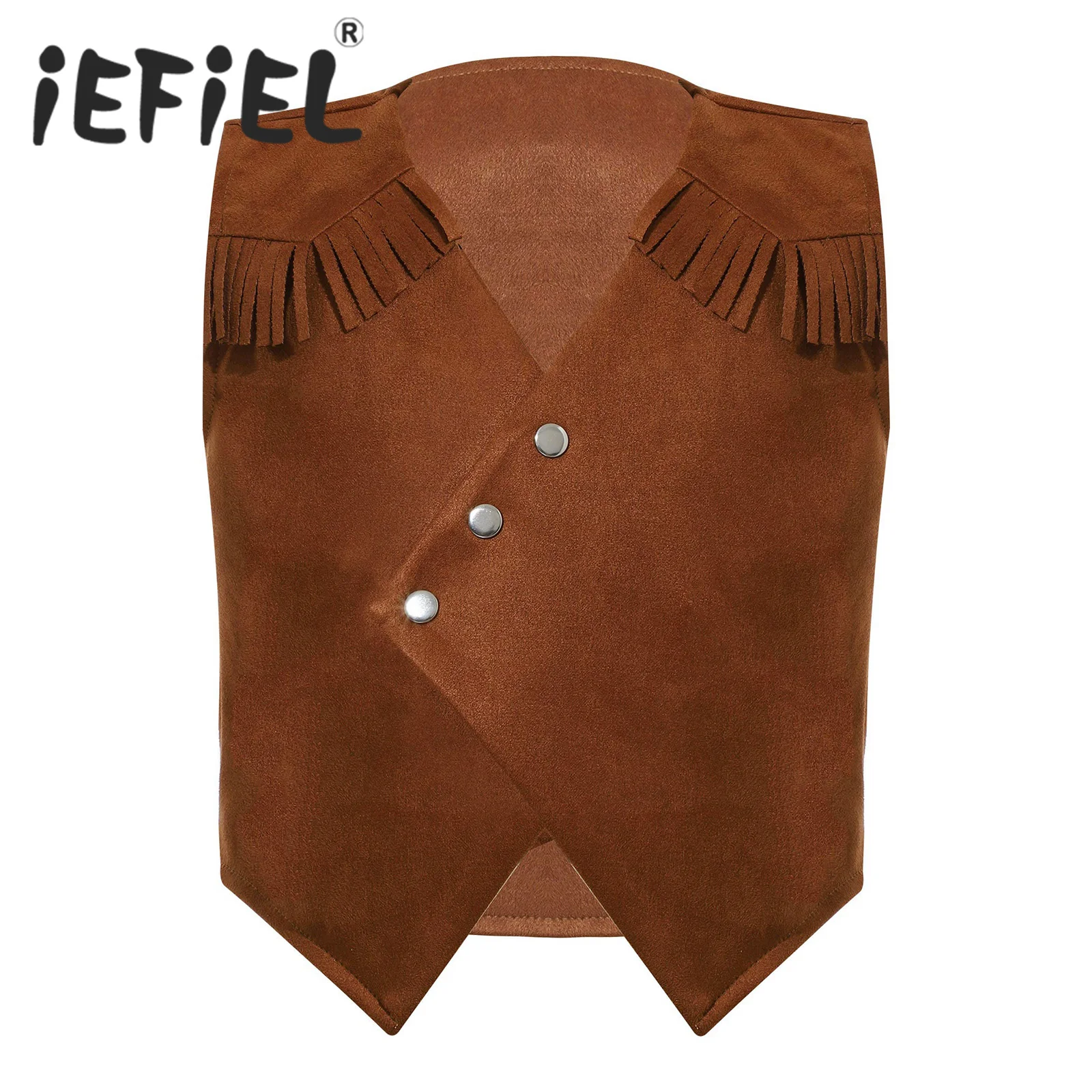 

Kids Boys Western Cowboy Costume Halloween Cosplay Waistcoat Fringe Tassels Vest for Themed Party Carnival Dress Up Performance