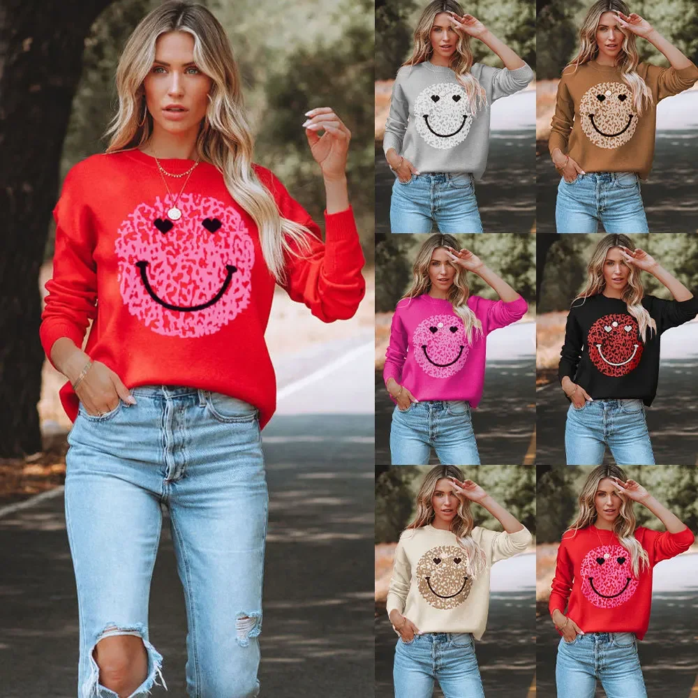 Winter Fashion Women Wear New Love Valentine's Day Round Neck Knitwear Elegant Ladies Casual Smiling Face Sweater Pullovers Pink
Winter Fashion Women Wear New Love Valentine's Day Round Neck Knitwear Elegant Ladies Casual Smiling Face Sweater Pullovers Pink