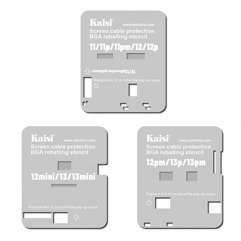 Kaisi Reballing Steel Stencil LCD Screen Flex Cable Protection For iPhone 11 12 13 IC Polishing Screen Pop-up Repair 
Kaisi Reballing Steel Stencil LCD Screen Flex Cable Protection For iPhone 11 12 13 IC Polishing Screen Pop-up Repair