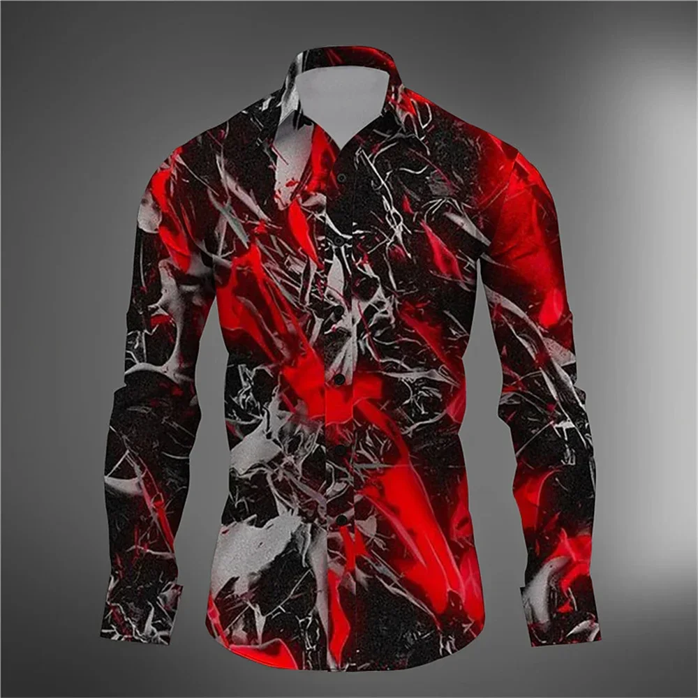 

2024 New Men's Gradient Art Abstract Print Shirt for Daily Outgoing Spring/Summer Folding Long sleeved Shirt S-6XL