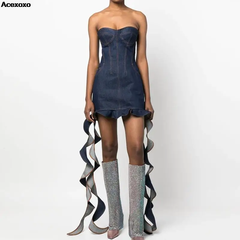 Summer new women's fashion casual sexy peplum slim-fit wrap buttock denim strapless skirt
Summer new women's fashion casual sexy peplum slim-fit wrap buttock denim strapless skirt