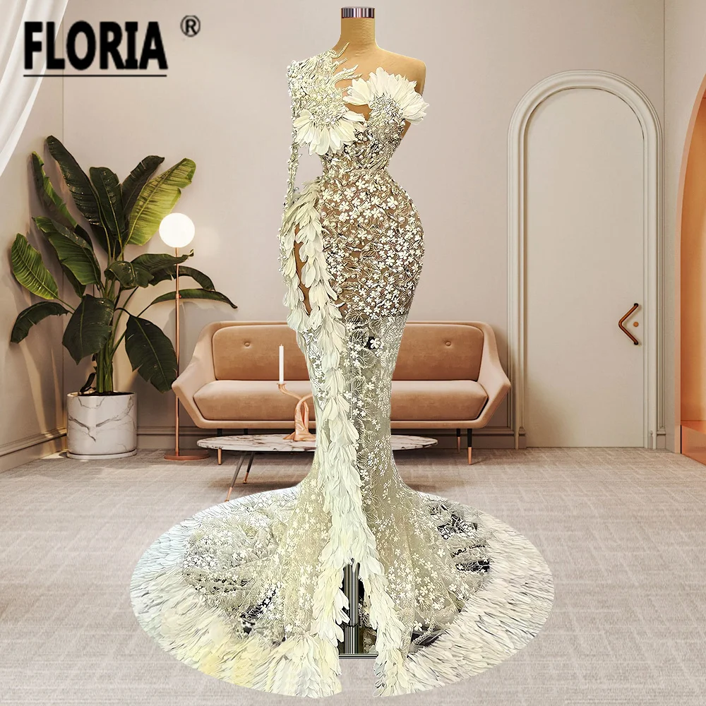 Luxury Dubai One Shoulder Pearl Mermaid Evening Dress Feathers Lace Appliques Beadings Wedding Party Gown Custom Made Vestidos
Luxury Dubai One Shoulder Pearl Mermaid Evening Dress Feathers Lace Appliques Beadings Wedding Party Gown Custom Made Vestidos