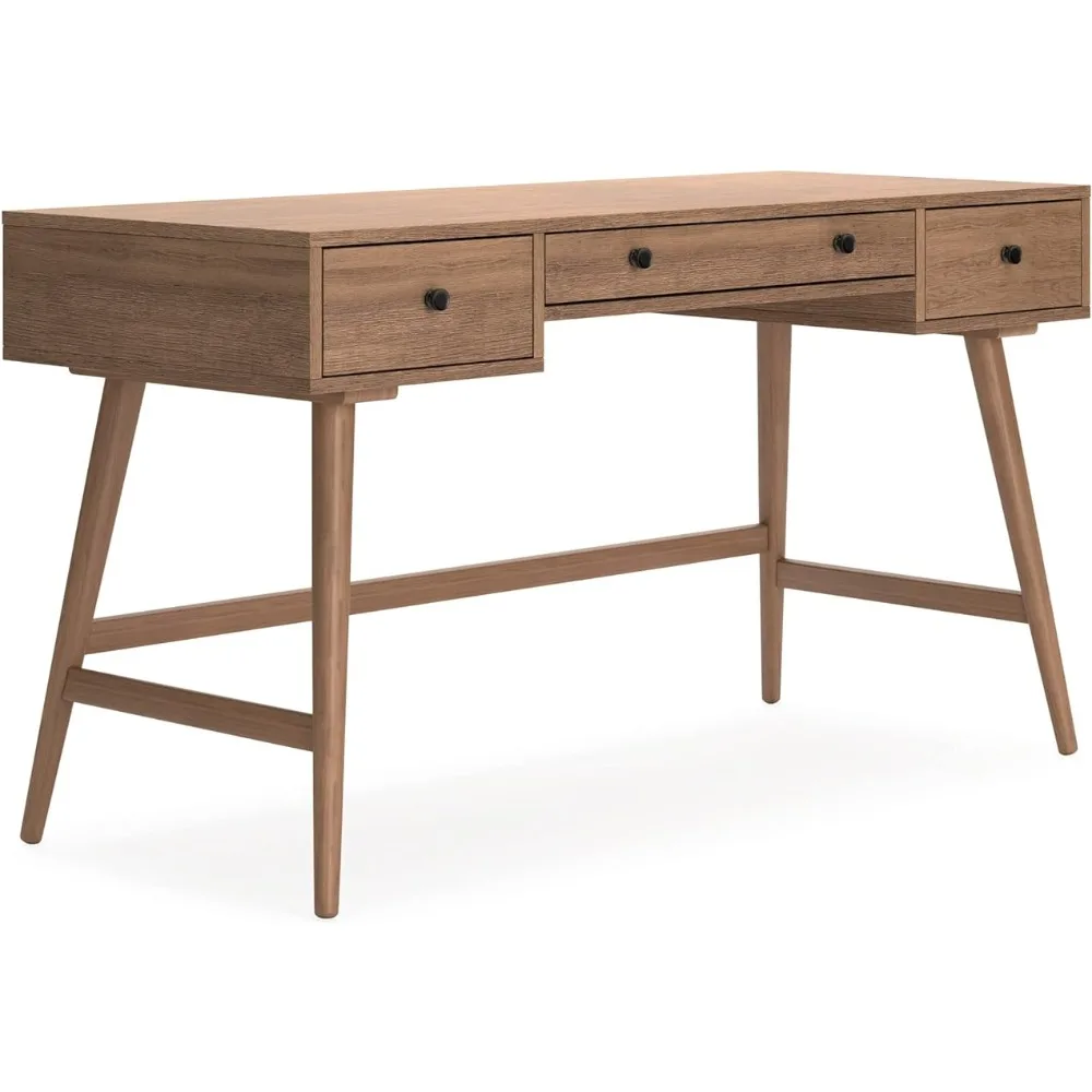 

Signature Design by Ashley Thadamere Contemporary 54" Home Office Desk with 3 Drawers, Light Brown