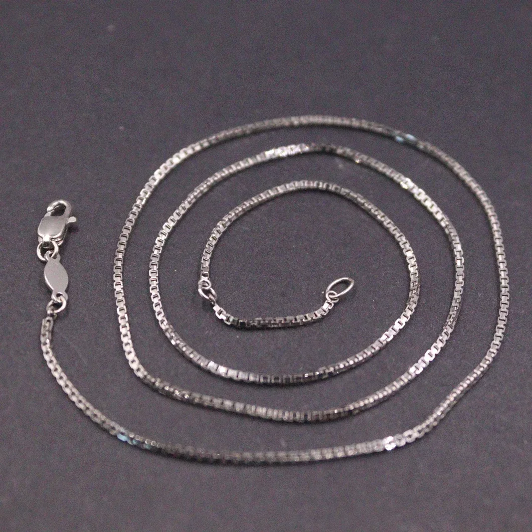 

PT950 Pure Solid Platinum 950 Necklace For Women 1mm Solid Box Chain Link 45cm /5.5g