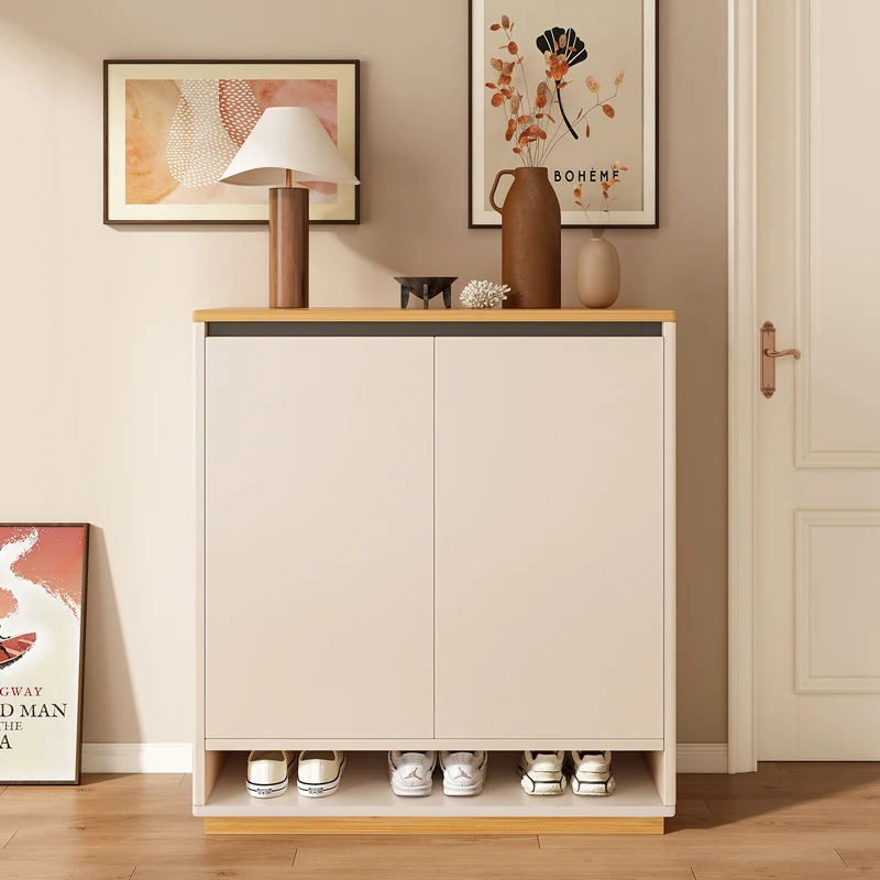 Shoe rack for household doorstep, solid wood color cream wind, large capacity, multi-layer partition storage shoe cabinet
Shoe rack for household doorstep, solid wood color cream wind, large capacity, multi-layer partition storage shoe cabinet