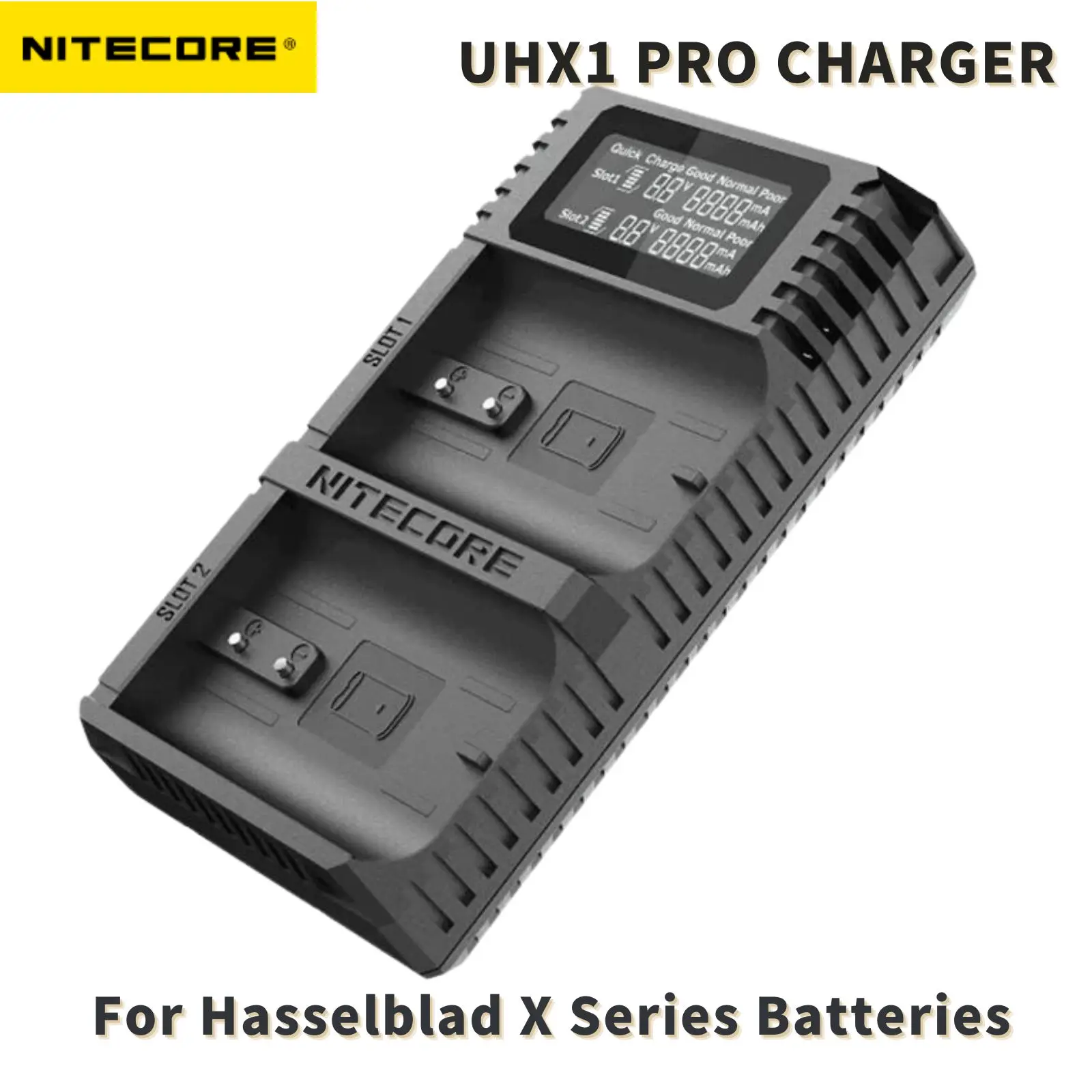 Nitecore UHX1 PRO Dual Slot Travel Camera Charger For Hasselblad X System batteries Compatible models: X1D 50C, X1D II 50C
Nitecore UHX1 PRO Dual Slot Travel Camera Charger For Hasselblad X System batteries Compatible models: X1D 50C, X1D II 50C
