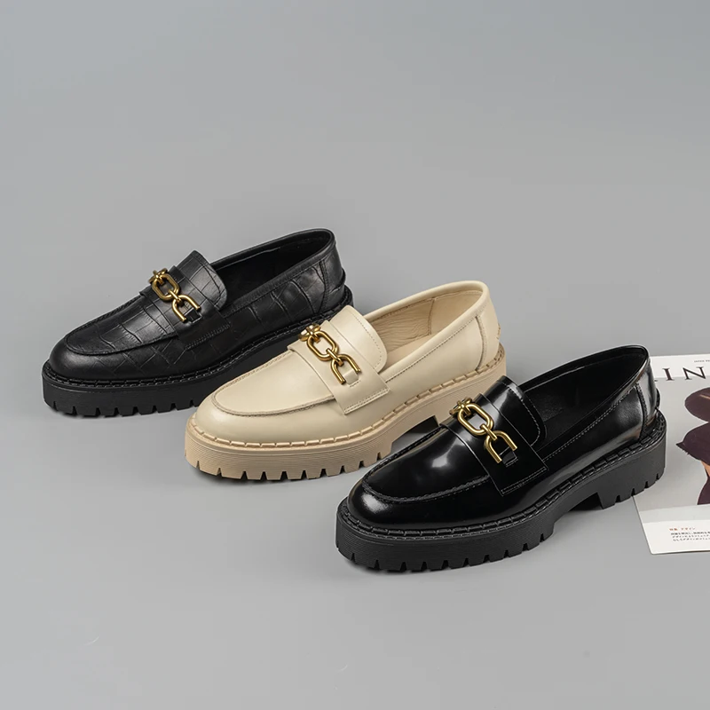 MOOQDAAX 2023 Spring Autumn Fashion Black Genuine Leather Platform Shoes Women Solid Simple All-match Casual Loafers Female
MOOQDAAX 2023 Spring Autumn Fashion Black Genuine Leather Platform Shoes Women Solid Simple All-match Casual Loafers Female