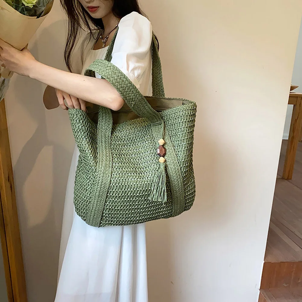 Tassel Woven Shopper Tote - Large Capacity Summer Straw Shoulder Bag 20 S0ff791851e714b6297e0088e7dfc9a86k