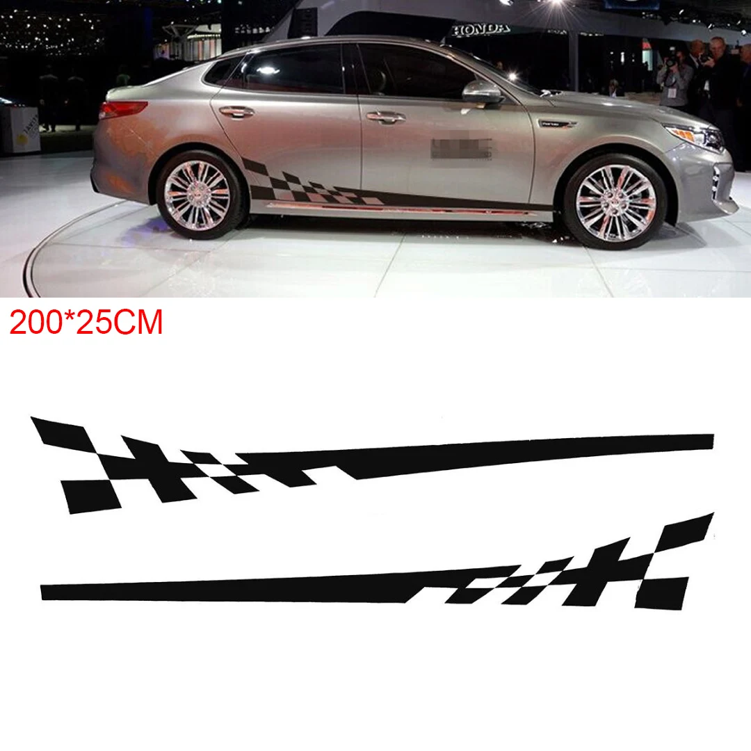2pcs/pair 200 x 25CM PVC Black Striped Grid Pattern Creative Refit Car Racing Side Body Stickers Fit for Cars Decorations
2pcs/pair 200 x 25CM PVC Black Striped Grid Pattern Creative Refit Car Racing Side Body Stickers Fit for Cars Decorations