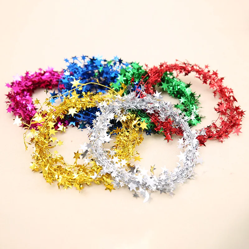 

7.5M Christmas Tree Ornament Multicolor Wire Garland Colorful Tinsel Hanging Rattan Decor Wedding Birthday Baby Shower Party