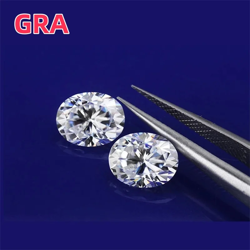 

Moissanite Loose Stone Whie Color Oval Cut Synthetic Lab Created Heat Diamond Passed Diamond Tester Comes with GRA Certificate