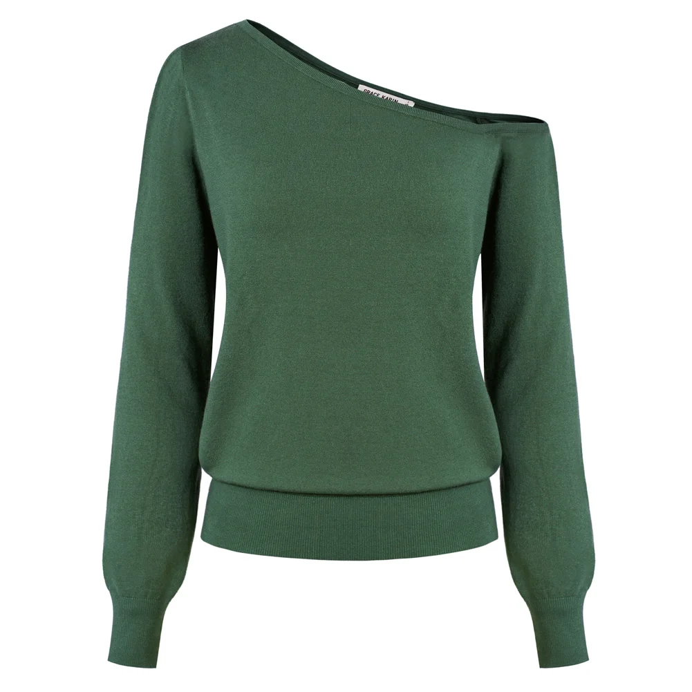 GRACE KARIN Women's Asymmetric Off Shoulder Sweater Long Sleeve Loose Pullover Knit Jumper Tunic Tops Autumn Winter Blouse A30
GRACE KARIN Women's Asymmetric Off Shoulder Sweater Long Sleeve Loose Pullover Knit Jumper Tunic Tops Autumn Winter Blouse A30