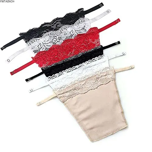 

6PCs Lace Clip-on Mock Camisole for Women, Bra Insert, Overlay, Modesty Panel Vest, Tanks and Camis