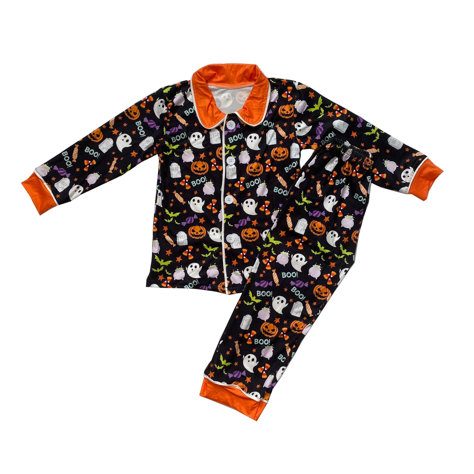 Boutique Children Halloween Pumpkin Pattern Clothes Kids Night Wear Cute Boys And Girls pajamas Set 
Boutique Children Halloween Pumpkin Pattern Clothes Kids Night Wear Cute Boys And Girls pajamas Set