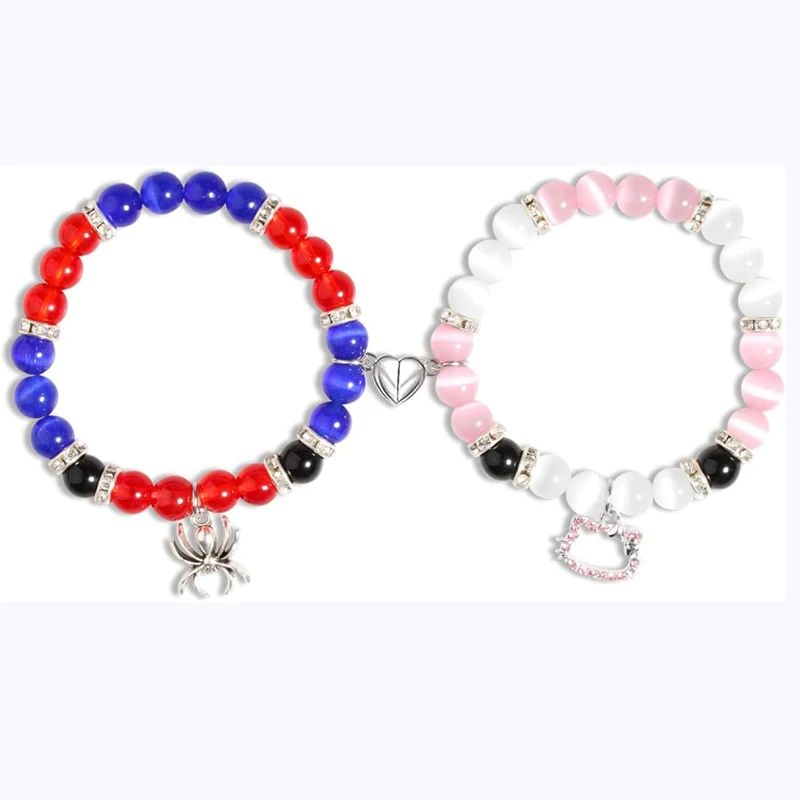 

Spider Matching Friendship Bracelets for Best Friends Couples, Spider Magnet Couple Charm Bracelet for BFF Sister, Set of 2