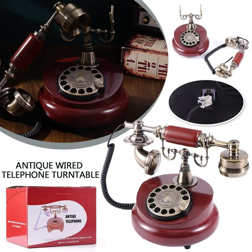 

Antique Corded Telephone Resin Fixed Digital Retro Phone Button Dial Vintage Decorative Rotary Dial Telephones Landline For Y6m8