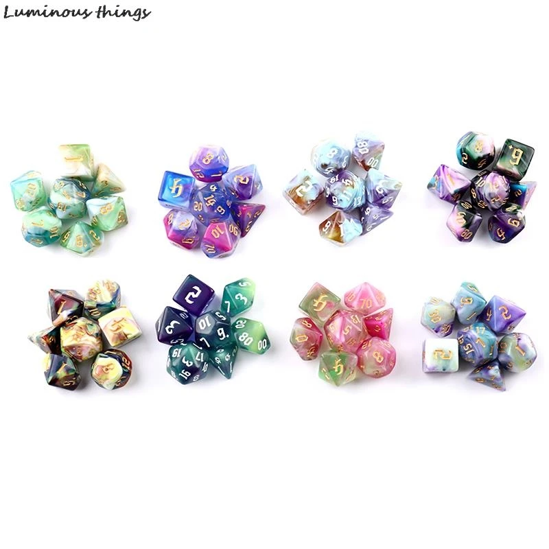

Polyhedral 7-Dice Two-Tone Swirl-DND Dice Set for RPG/MTG D4 D6 D8 D10 D% D12 D20 Dice Games 7pcs/set Family Party Board Games