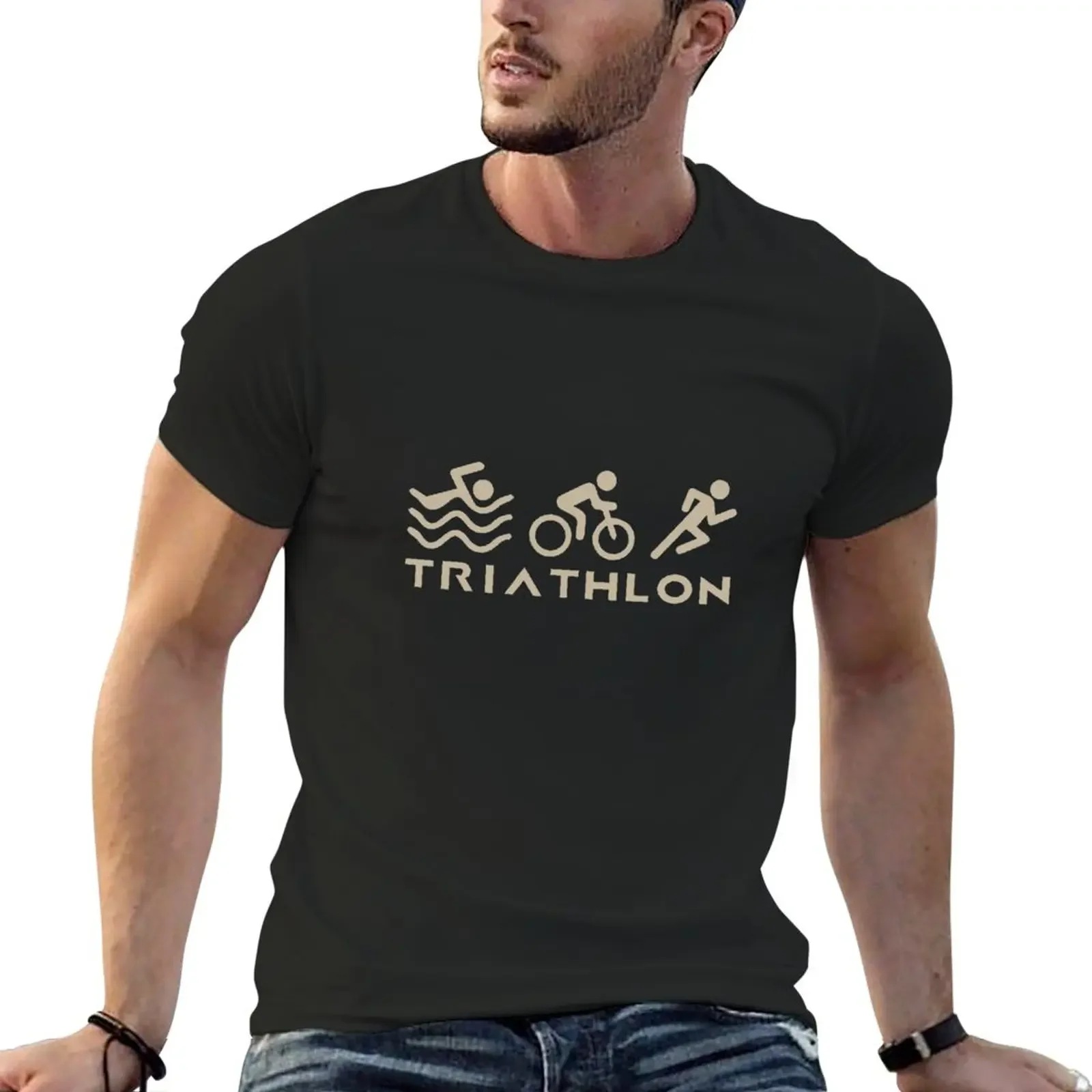 

Triathlon - Swim Bike Run Triathlete T-Shirt quick drying summer tops mens white t shirts