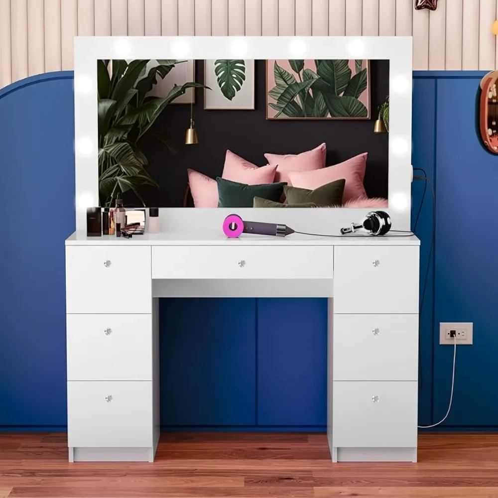 7 Drawers Furniture Makeup Dressing Table With Mirror Non- Glass Top Vanity Crystal Knobs (New Version)Freight Free Bedroom Home
7 Drawers Furniture Makeup Dressing Table With Mirror Non- Glass Top Vanity Crystal Knobs (New Version)Freight Free Bedroom Home